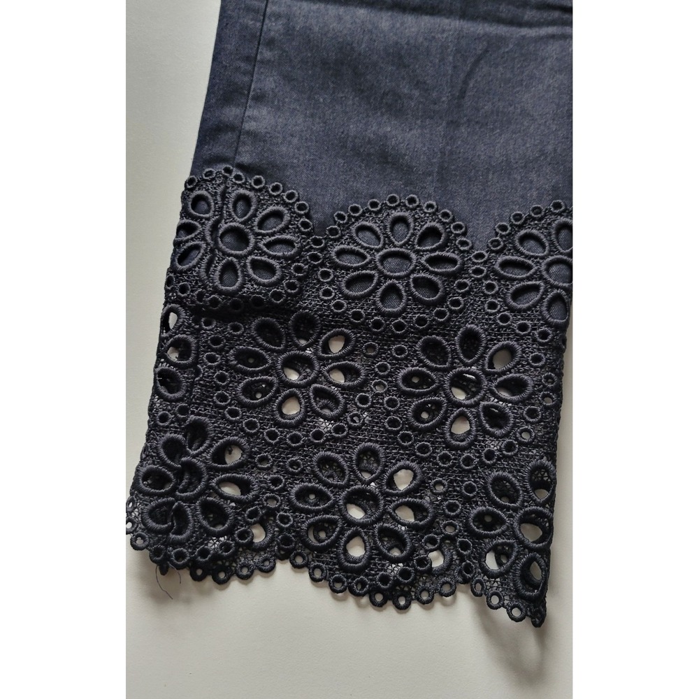 Ann Taylor Black Eyelet Lace Ankle Crop Trouser Pants - Picture 6 of 8